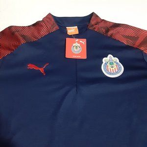 NWT Puma 1/4 Zip Club Deportivo Guadalajara Chivas LS Soccer Warm Up Jersey L
